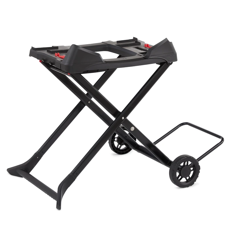 Weber Portable Cart – Suitable for Weber Q Barbecues, Foldable Trolley with Heavy‑Duty Strap & All‑Terrain Wheels, Silver (3400856)