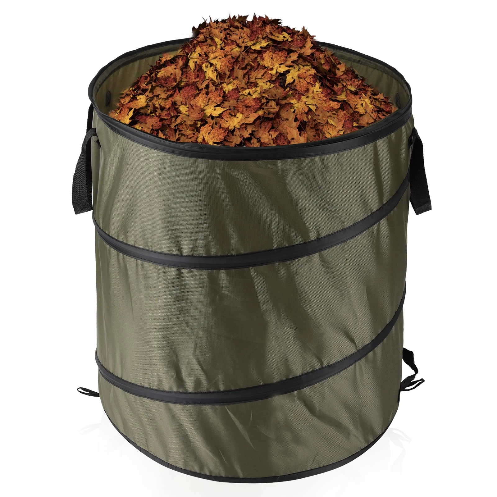 Pop Up Garden Waste Bag Oxford Cloth Collapsible Large Heavy Duty Sack With Handles For Waste Rubbish Toys Etc Garden Bag For Storage Gardening Reusable Container for Lawn Care (Green-91L)