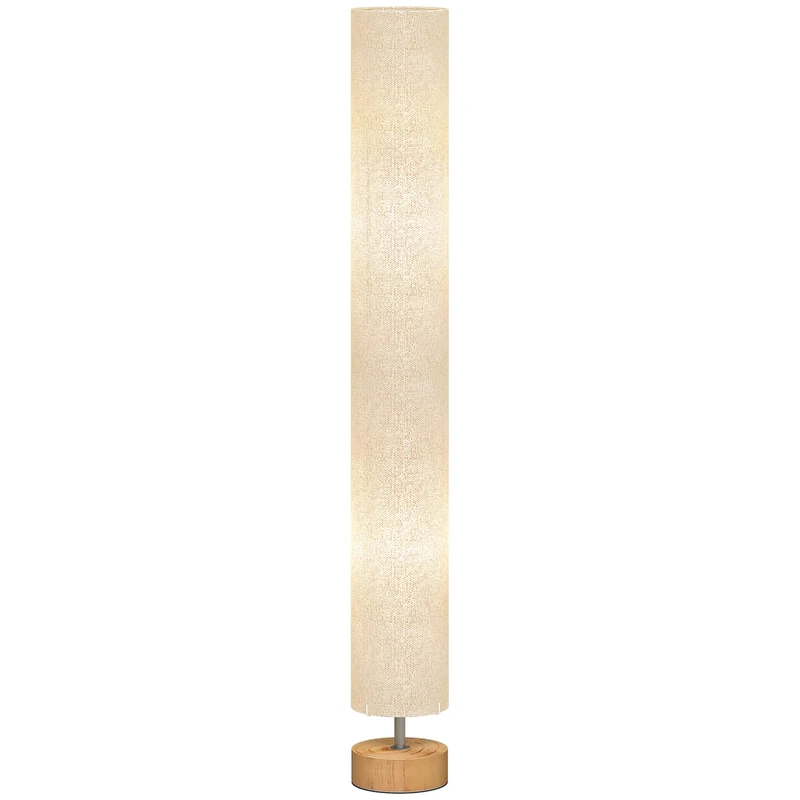 HOMCOM LED Floor Lamp for Living Room, 120cm Modern Standing Lamp with 3000K/4500K/6500K Colour Temperatures, Linen Shade and Wooden Base, Grey