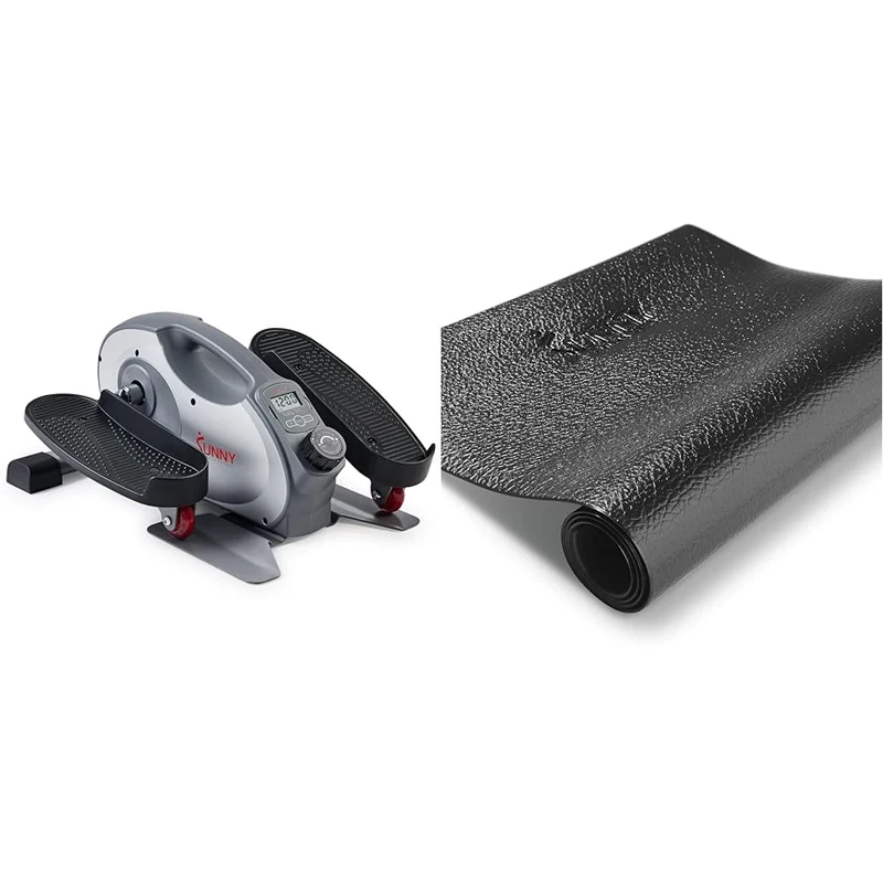 Sunny Health & Fitness Smart Portable Fully Assembled Magnetic Under Desk Elliptical Peddler + Treadmill Mat -Small - NO. 083, Black