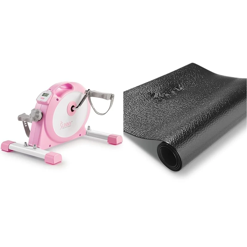 Sunny Health & Fitness Under Desk Smart Mini Pedal Exerciser, Dual Function Exercise Cycle Bike + Treadmill Mat -Small - NO. 083 , Black