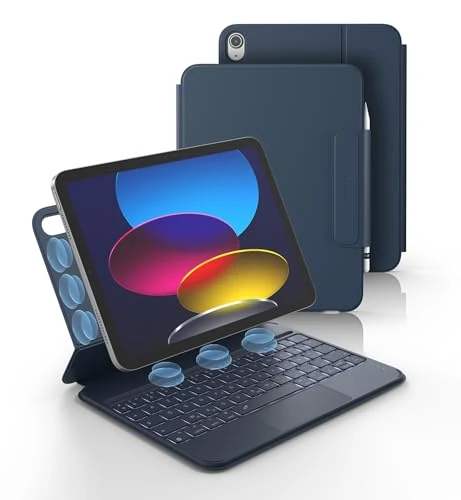 Dexnor Keyboard for iPad 11th Generation (A16) 11" 2025, iPad 10th Generation 10.9" 2022, Magnetic Ultra-Thin Detachable Keyboard with Multi-Touch Trackpad Backlit French AZERTY Pencil Holder, Blue