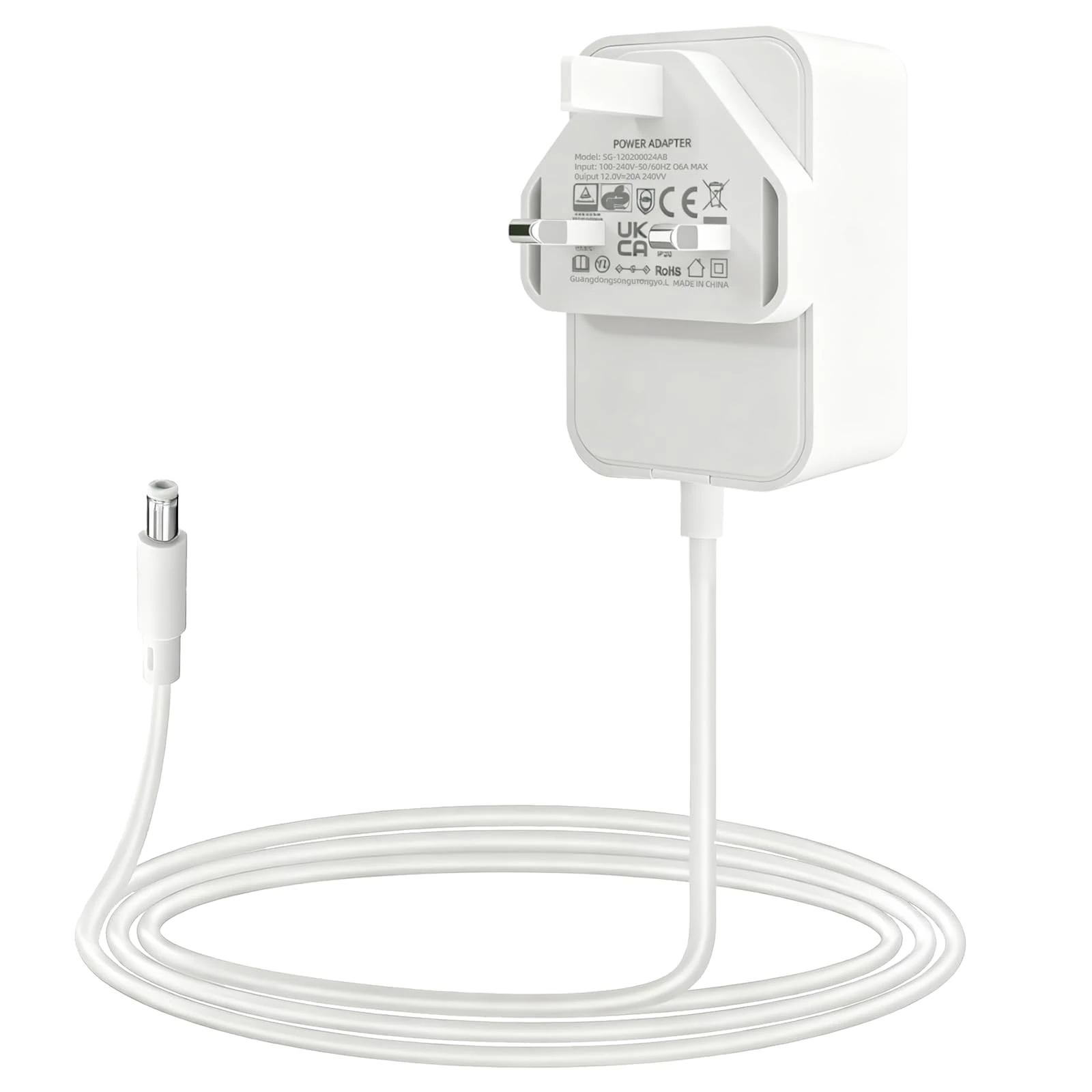 1.5M 12V 2A 24W Power Adapter for BT-Openreach ONT Openreach EchoLife-HG612-Fibre-optic-Modem Power Cable Replacement Power Adapter for Router Desk Lamp Atomizer Android Screen White