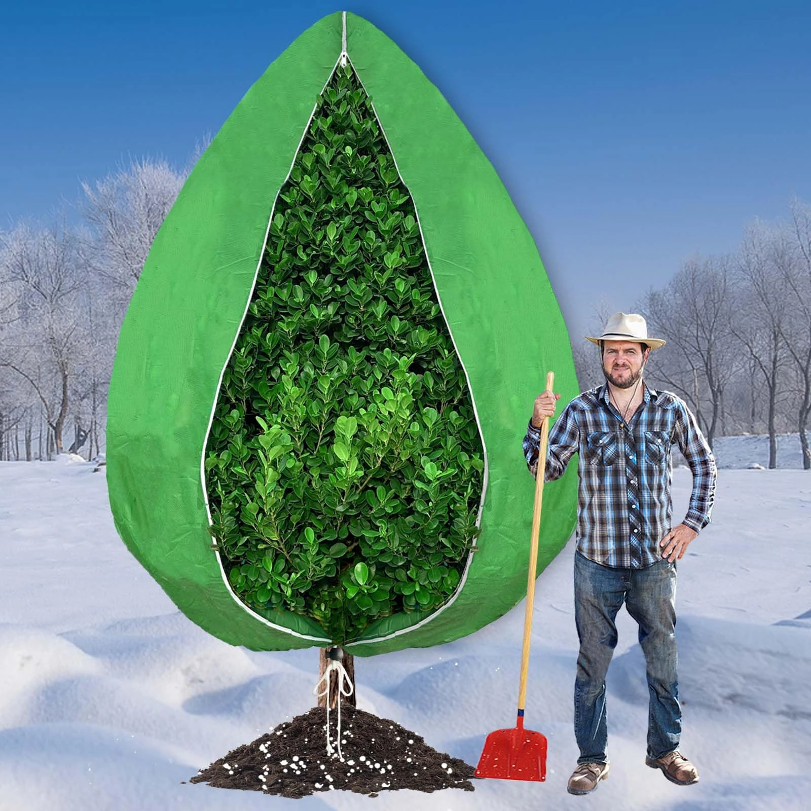 200 x 240cm Large Plant Fleece Frost Protection- 80gms With Zip Drawstring,Winter Garden Cloth Blanket Jacket Horticultural Bags Plant Covers for Outdoor Potted Fruit Tree Shrub from Cold Weather