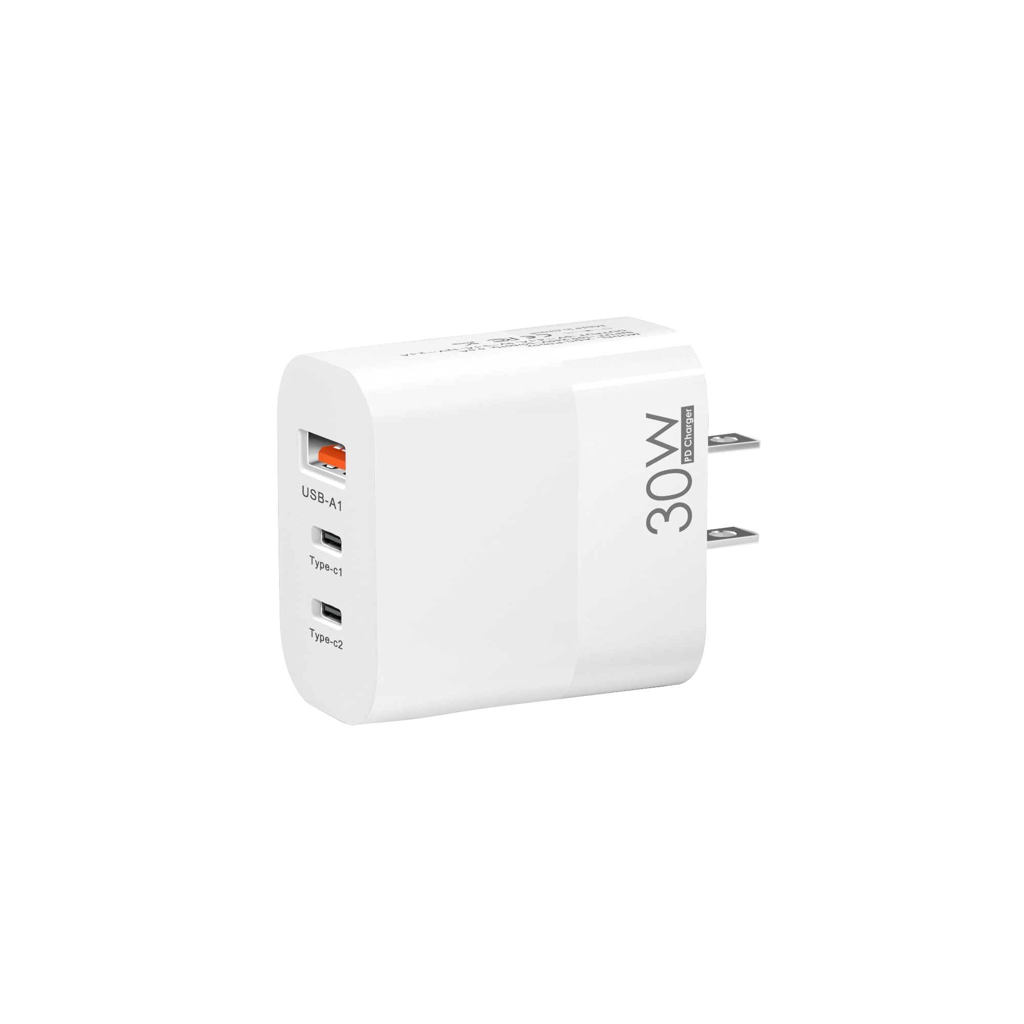 US plug travel adapter charger, USA & Canada wall adapter with 2 USB-C fast charging ports and 1 USB-A port, 2-Pin fast charger Plug suitable for USA, Canada, Mexico,Japan,China