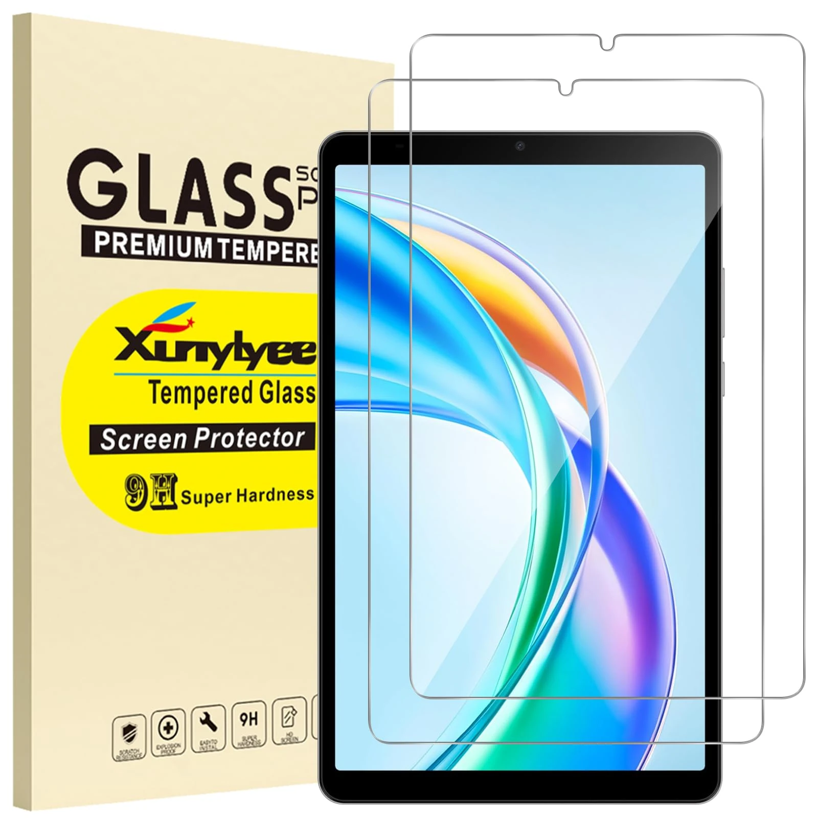 XunyLyee Screen Protector for Honor Pad X7 Tablet 8.7 Inch, 9H Hardness Tempered Glass Film, Anti-Scratch, HD-Clear, 2 Pack