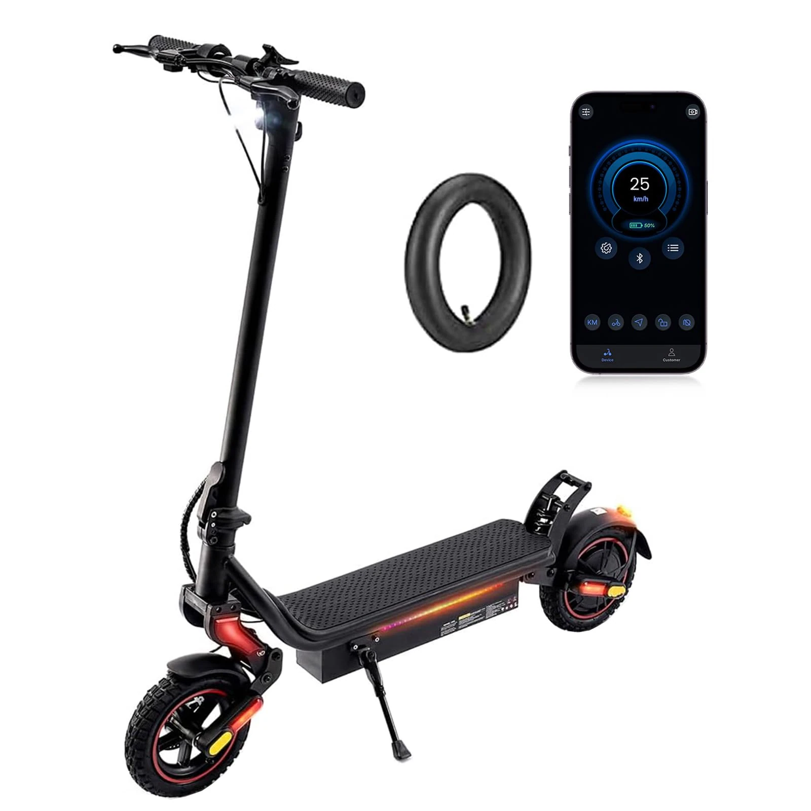 iScooter W8 Electric Scooter, 45KM Range 9.3" Off-Road Tires Electric Scooter for Adults with Turn Signal,54.6V 14Ah Battery,500W Motor,3 Brake System,4 Speed Modes Fast E Scooter