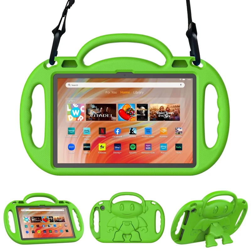Sonlaryin Lightweight Kid-proof Case with Handle and Kickstand for 10inTablet, Not for TCL Tablet - Green