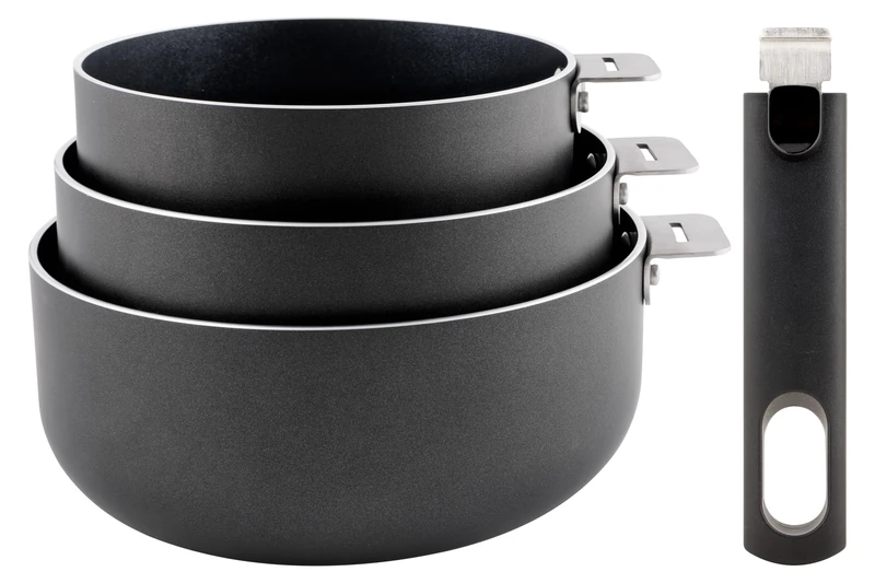 Cosy & Trendy 4 Piece Non-Stick Aluminium Cookware Set, Removable Handle, PFAS-Free, Suitable for All Heat Sources Including Induction