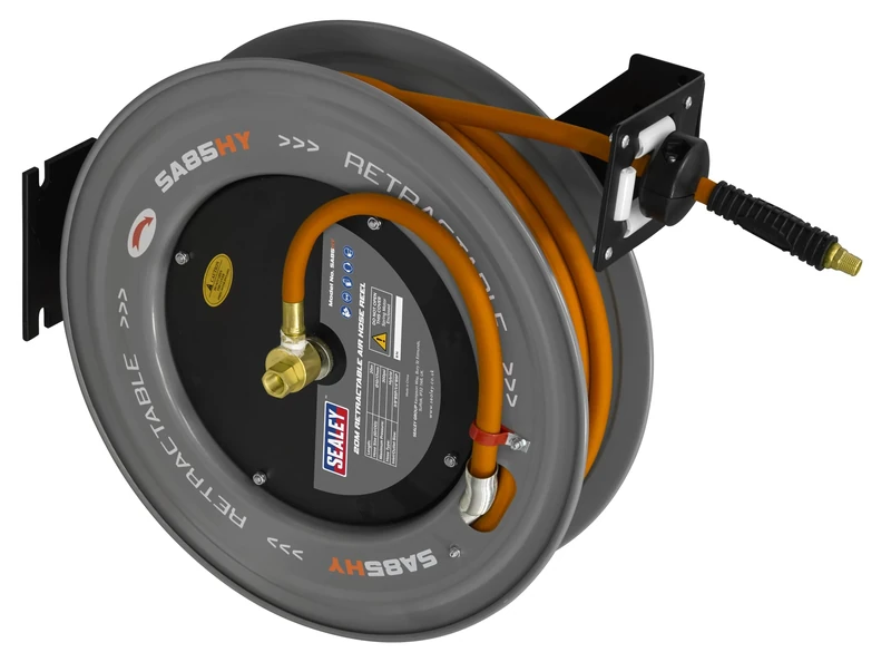 Sealey Retractable Air Hose Steel Reel High-Visibility Hybrid Hose, 20m, 10mm - SA85HY