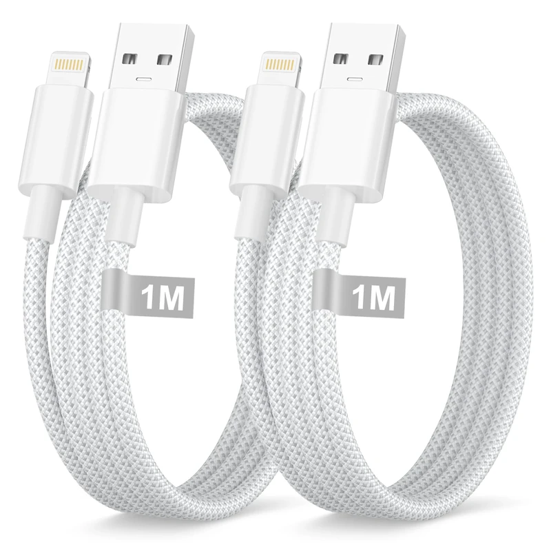 iPhone Charger Cable 1M 2Pack [Apple MFi Certified], USB to Lightning Cable Lead Nylon Braided iPhone cable Fast Charging,i-phone Lead wire for Apple iphone 14 13 12 11 Pro Max X 8 7 6 Plus,iPad iPods