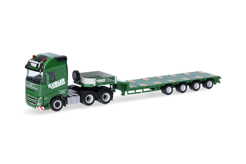 Herpa Model Truck Volvo FH GL XL 2020 low-loader semi-trailer "Kübler", miniature scale 1:87, collectible, Made in Germany, plastic