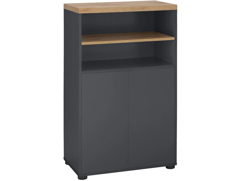 Thessa Cabinet with 2Doors and 1Shelve in Anthracite Oak, 60x35x102 cm