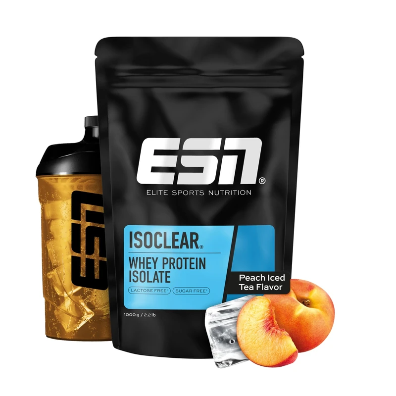 ESN ISOCLEAR Whey Isolate Protein Powder, Peach Iced Tea, 1000 g, 33 Servings, Protein Drink with a Delicious Fruity Taste, Clear whey – Lactose Free and Made in Germany