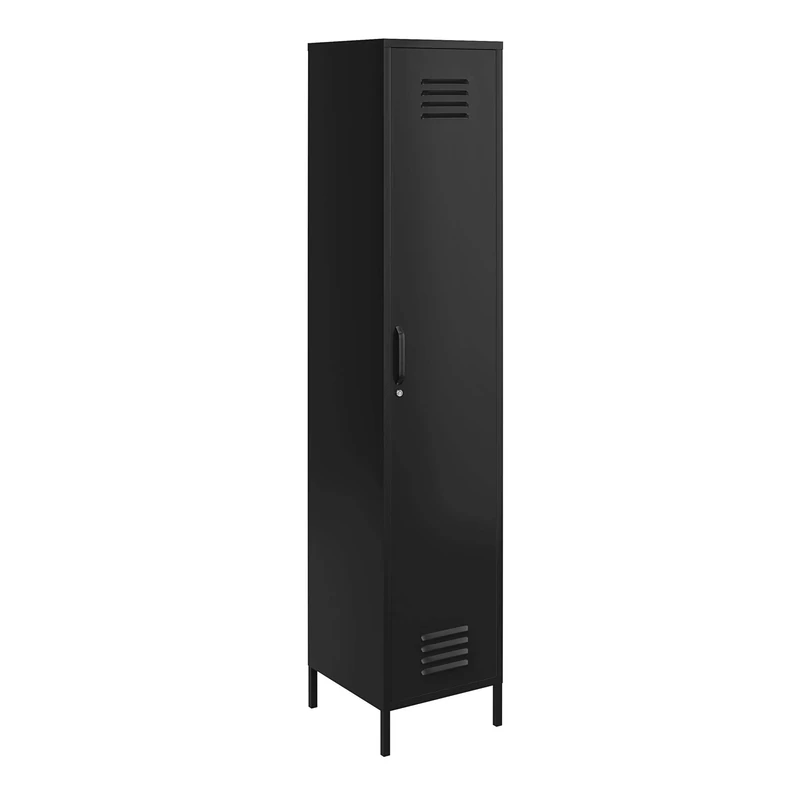 Mission District S Storage Cabinet Black Metal, 38x40x185 cm