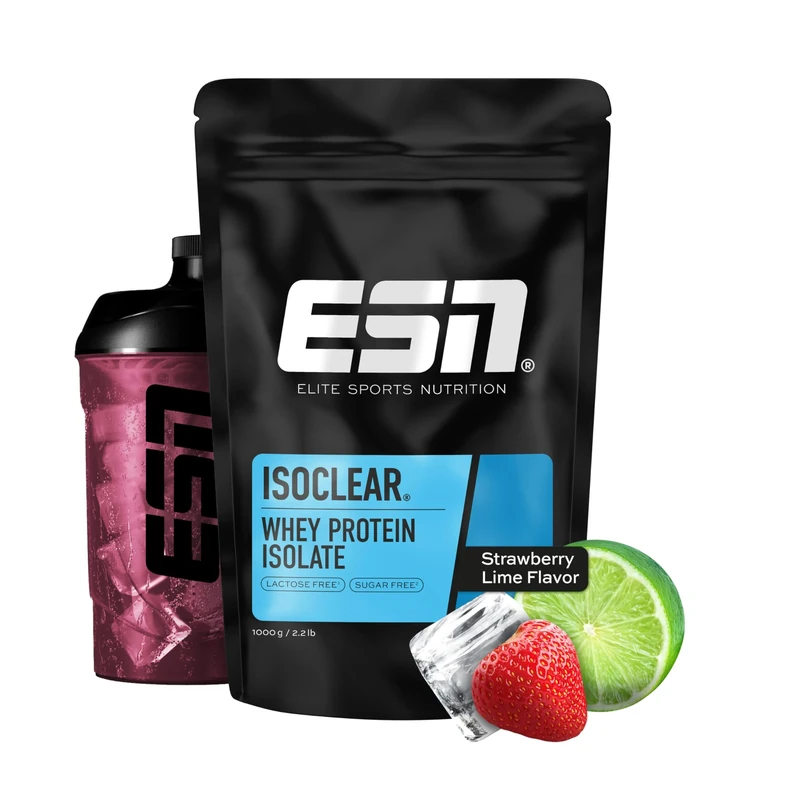 ESN ISOCLEAR Whey Isolate Protein Powder, Strawberry Lime, 1000 g, 33 Servings, Protein Drink with a Delicious Fruity Taste, Clear whey – Lactose Free and Made in Germany