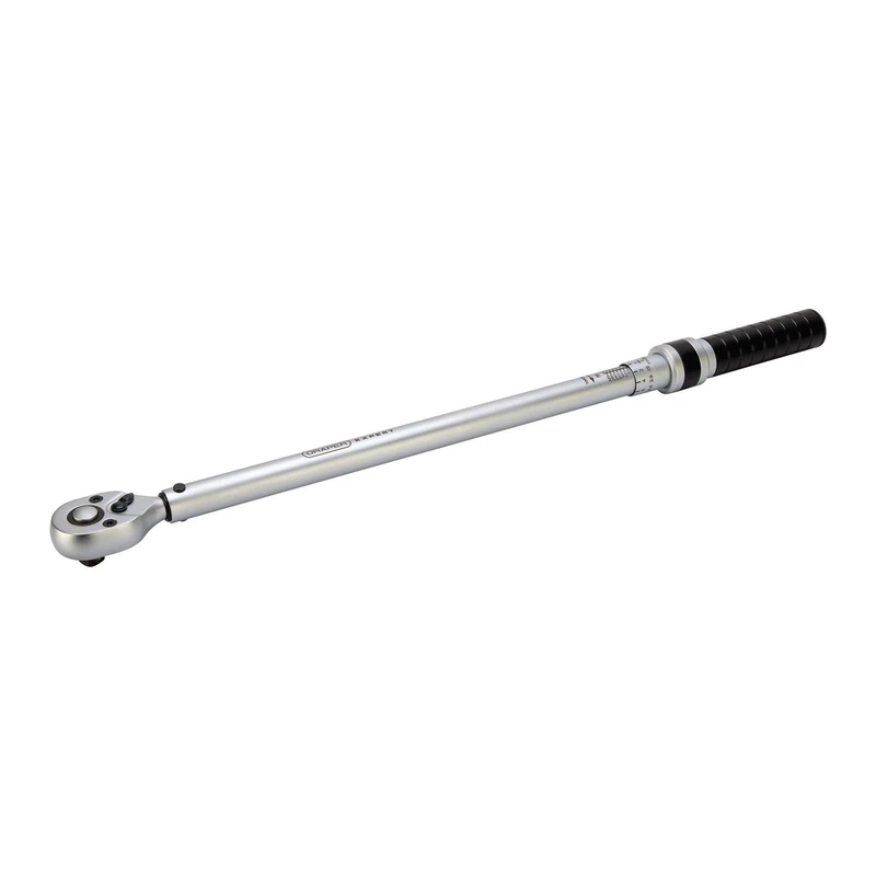 Draper Expert 1/2" Torque Wrench, 60–340Nm – Micrometer Adjustable Ratchet, Fixed Head, Knurled Grip, ISO 6789 Certified, with Storage Case, Instructions & Calibration Certificate