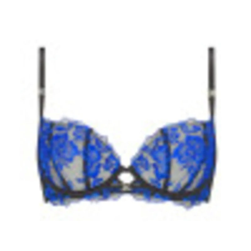 Ann Summers Endless Attraction Black/Blue Plunge Lingerie Set - Image 1