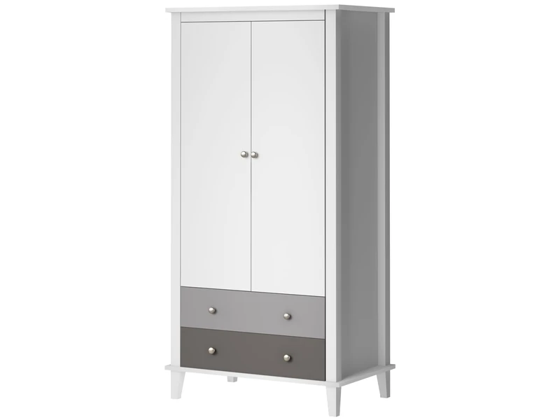 LS MH Poppy wardrobe with 2 Doors and 2 drawers in Grey, 55x89x180cm (DxWxH)