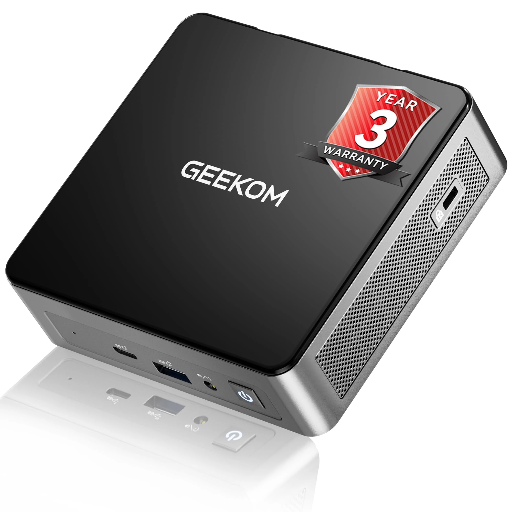 GEEKOM Air12 Mini PC with 13th Gen Intel N150, 16GB DDR5/512GB NVMe SSD, 4K Triple Display via HDMI+MiniDP+USB-C, SD Slot, Gigabit LAN | Mini Desktop Computer for Home Office, Business, Streaming