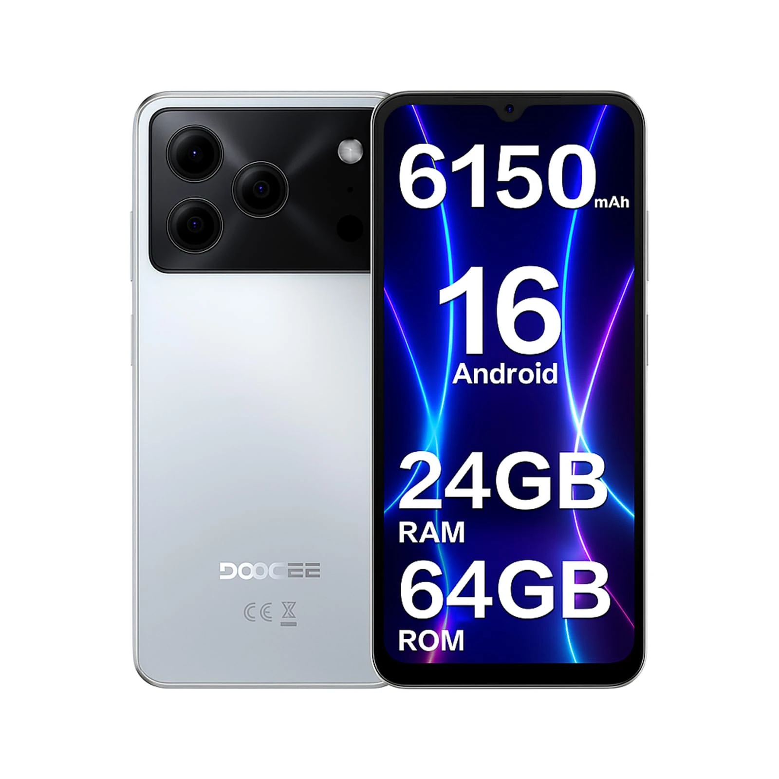 DOOGEE Note 56 Mobile Phones, Newest Android 16 Smartphone, 6150mAh, 6.56" HD+ 90Hz Display, 24GB+64GB/2TB Android Phone, 4G Dual SIM Free Mobile Phone, Face Unlock/3.5mm Headphone Jack/5G WiFi/OTG