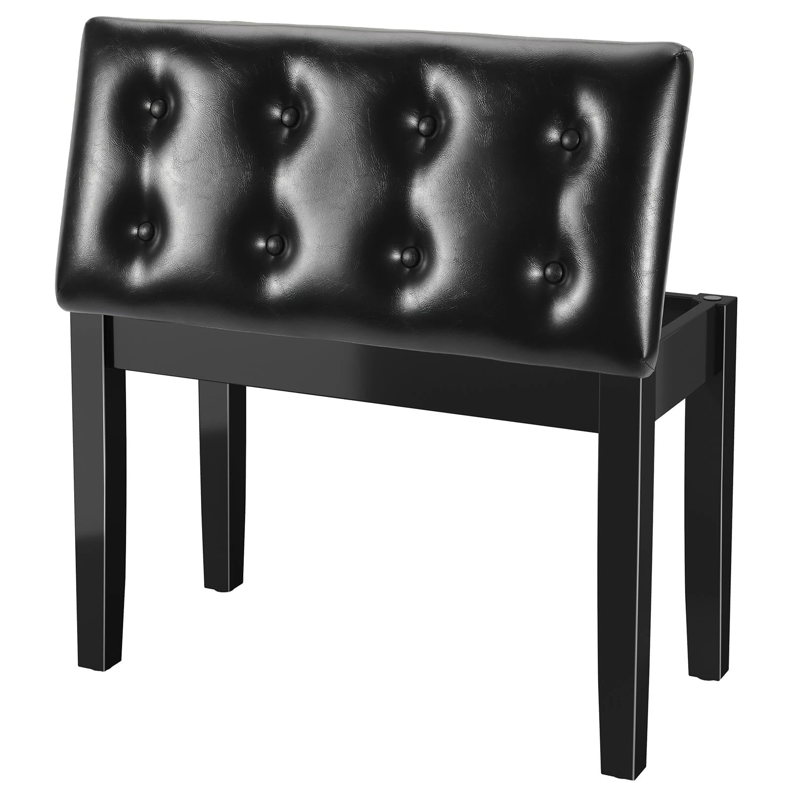 Clevich Piano Bench with Storage,Two-Seater Wooden Piano Stool, PU Leather Piano Seat with Non-Slip Feet, Bench Seat for Vanity, Living Room, Bedroom (Black, 200 kg Load Capacity, 75 x 35 x 49 cm)