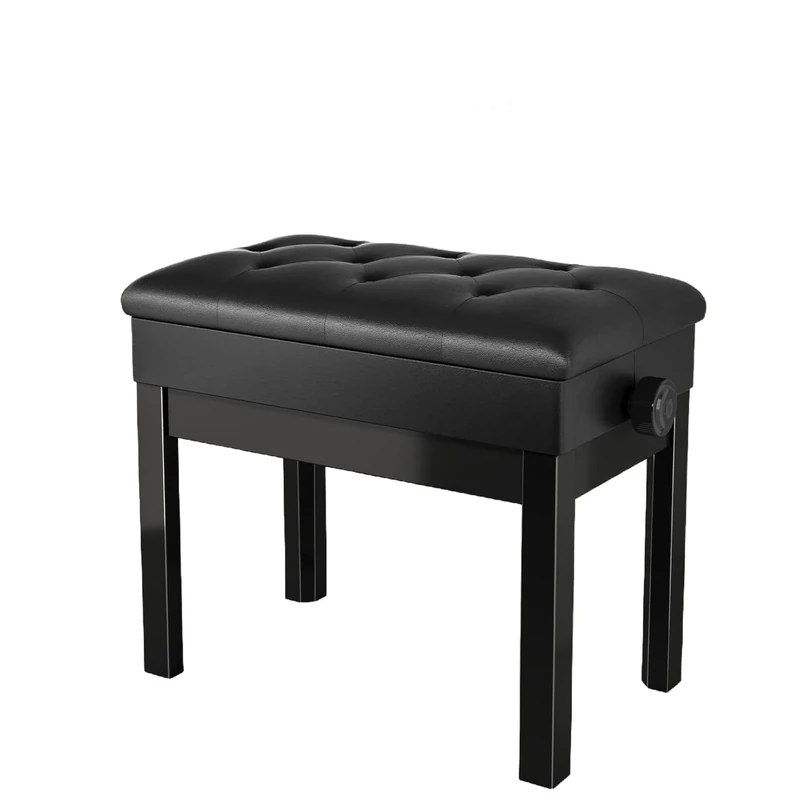 Clevich Piano Stool,Height Adjustable Bench with Storage, Heavy Duty PU Leather Keyboard Bench,Multi-Purpose Dressing Table Stool (Black, 150kg Capacity, 56x33x48-58cm)