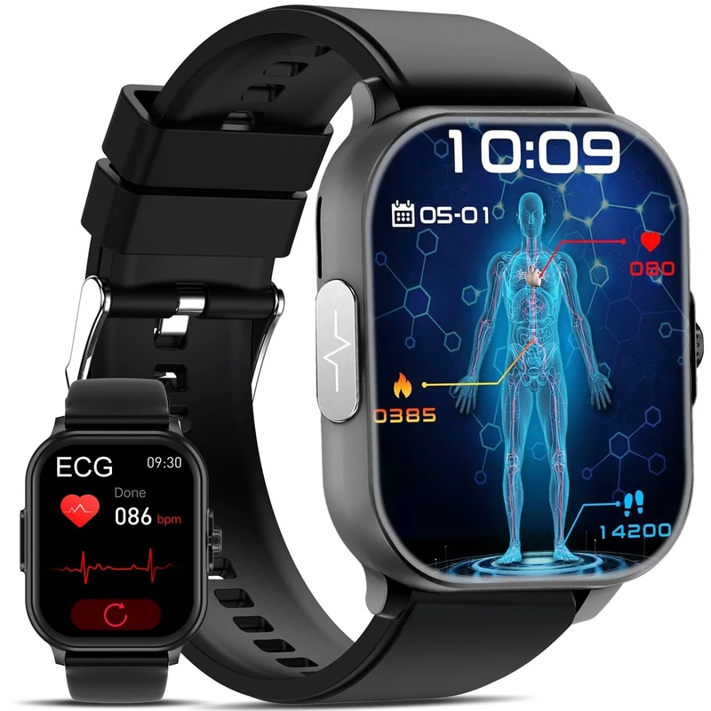 YYKY 2026 ECG+HRV Smart Watch for Men Women with Bluetooth Calls/IBM/Heart rate/Body Temperature/Sleep Monitor - 2.01" HD IP67 Waterproof Smartwatch, Health & Fitness Smartwatch for iOS Android