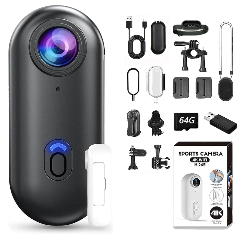 Pov camera 4k Waterproof, POV Camera, Mini Body Wearable Action Camera 4k with Audio and Video Recording & Night Vision for Cycling, Pet Walking and Outdoor Activities (Black, 1080P)