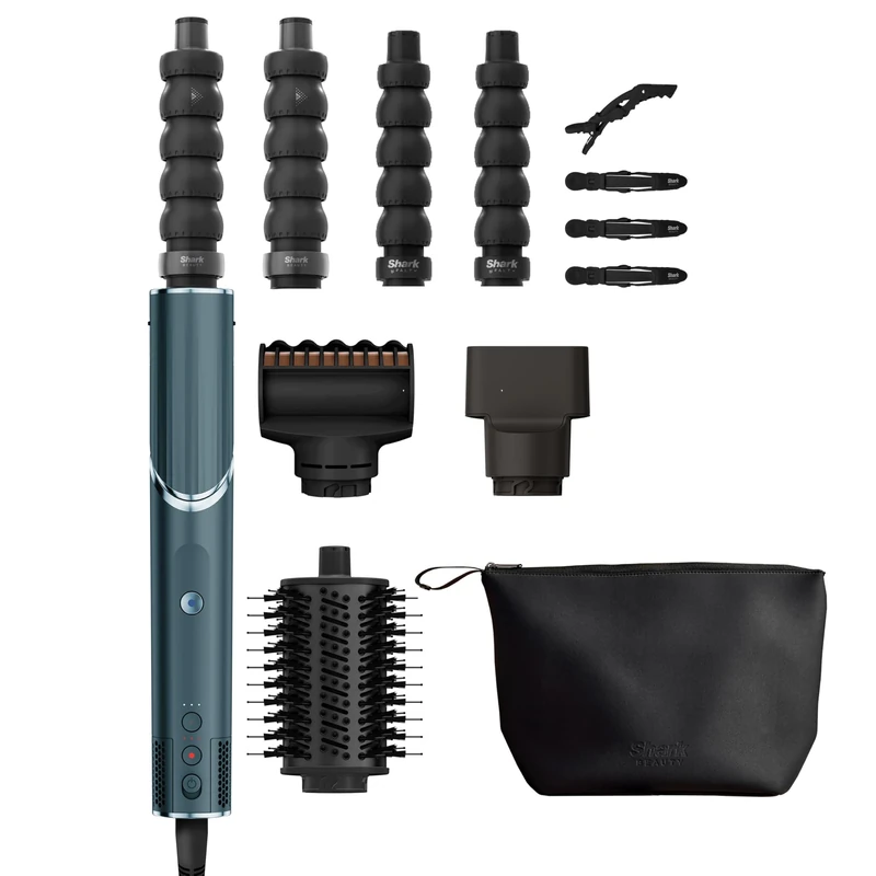 Shark FlexStyle 5-in-1 Air Styler & Hair Dryer, Auto-Wrap Curlers, FrizzFighter Finishing Tool, Oval Brush, Concentrator, Clips & Storage Bag, No Heat Damage HD456TLUK