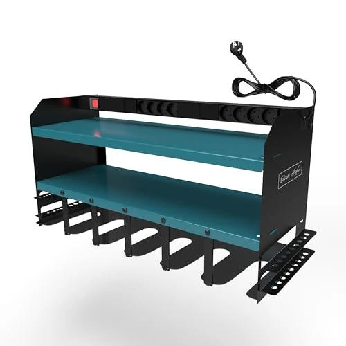 Toolganize Power Tool Organiser, Storage Rack with Power Strip Charging Station, Compatible with Makita, Heavy-Duty for Workshop & Garage Tools - 6 Slot, Makita Blue (Type F).