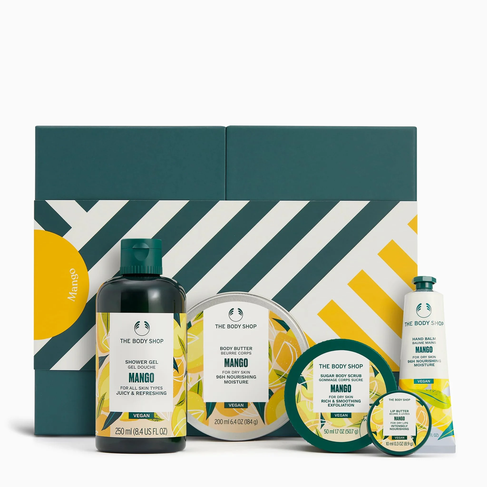 The Body Shop Mango Delights Gift Set with Body Butter, Shower Gel, Body Scrub, Hand Cream, Lip Butter