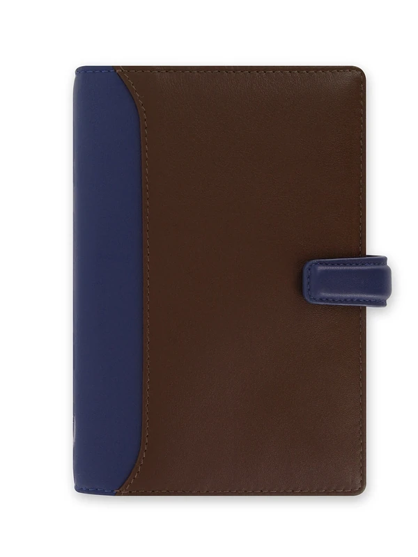 Filofax Nappa Personal Leather Organiser - Chocolate/blue