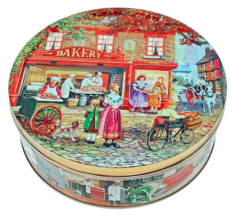 Jacobsens of Denmark Caramel Crunch Cookies sprinkled with Sea Salt in Bakery Shop Art Tin 454g - Biscuit Tin Gift for Women, Men & Kids