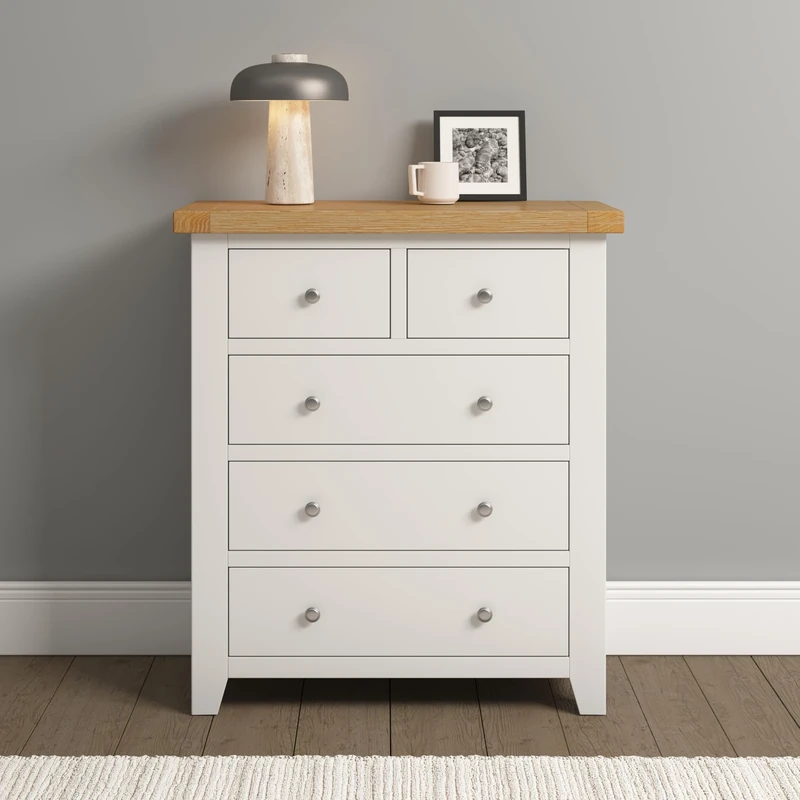 Seconique Windsor 3+2 Drawer Chest in Ivory/Oak