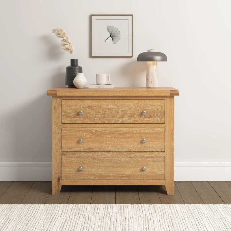 Seconique Windsor 3 Drawer Chest in Natural Oak