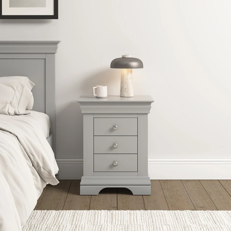 Seconique Bordeaux 3 Drawer Bedside in Pebble Grey