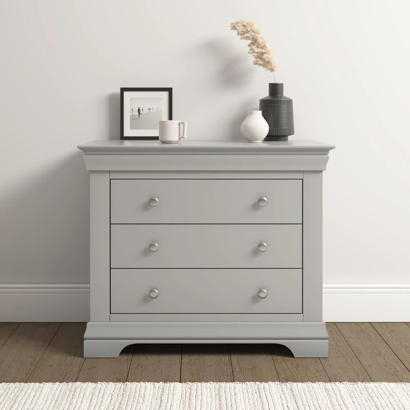 Seconique Bordeaux 3 Drawer Chest in Pebble Grey