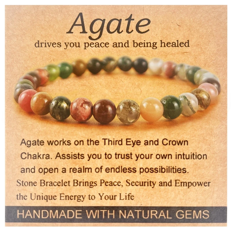 Handmade Healing Bracelet for Women – 6mm Natural Gemstone Beads, Positive Energy Jewelry, Thoughtful Gift for Her, 1 Piece, Adjustable, Stone, no gemstone