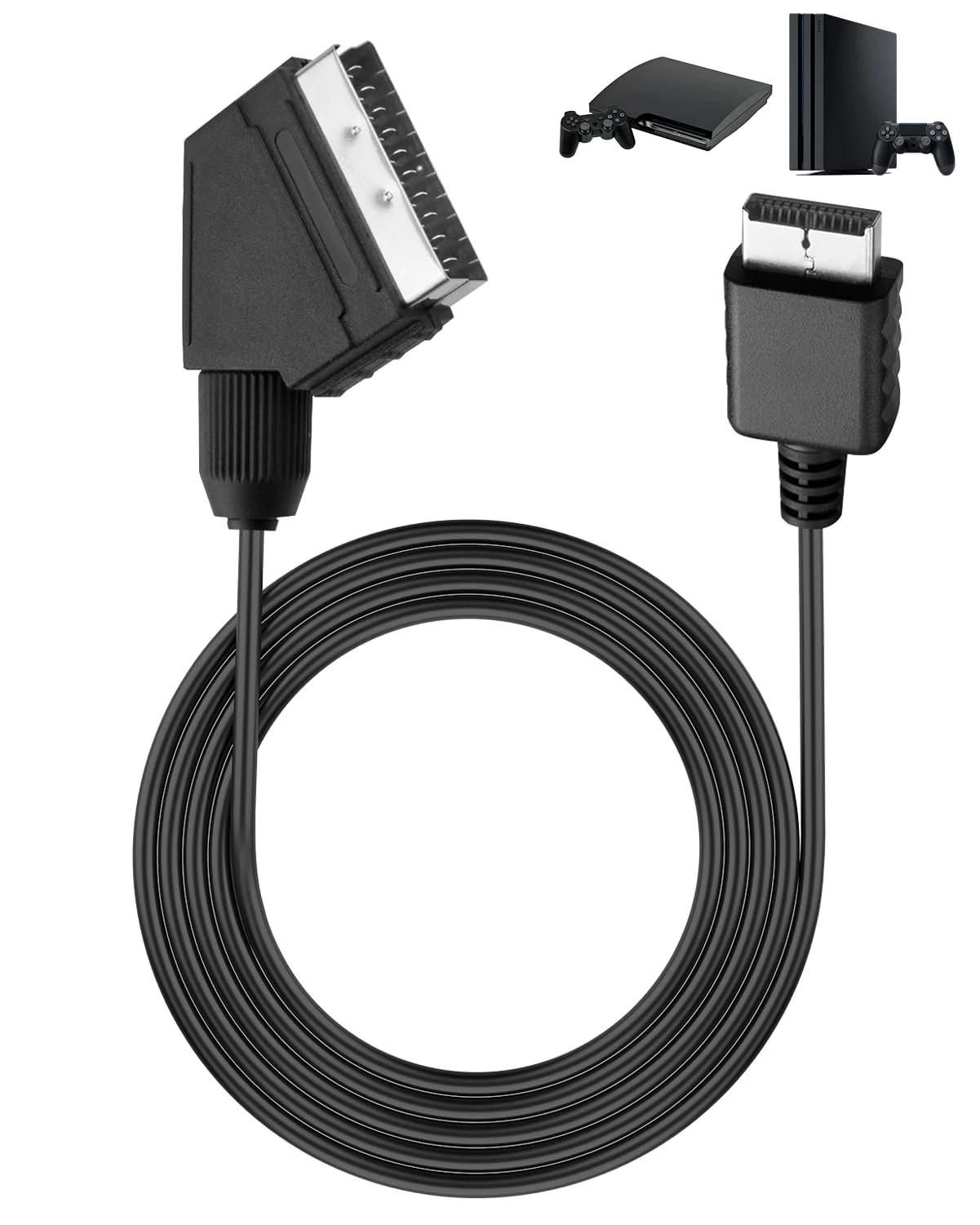 Scart Cable Converter Compatible with PS1/PS2/PS3 1.8m/6ft Male with SCART Input & HDMI Output Video Audio Adapter Replacement TV Console Lead PAL (not HDMI Cable)