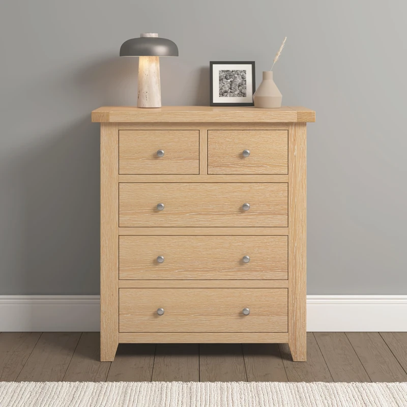 Seconique Windsor 3+2 Drawer Chest in Natural Oak