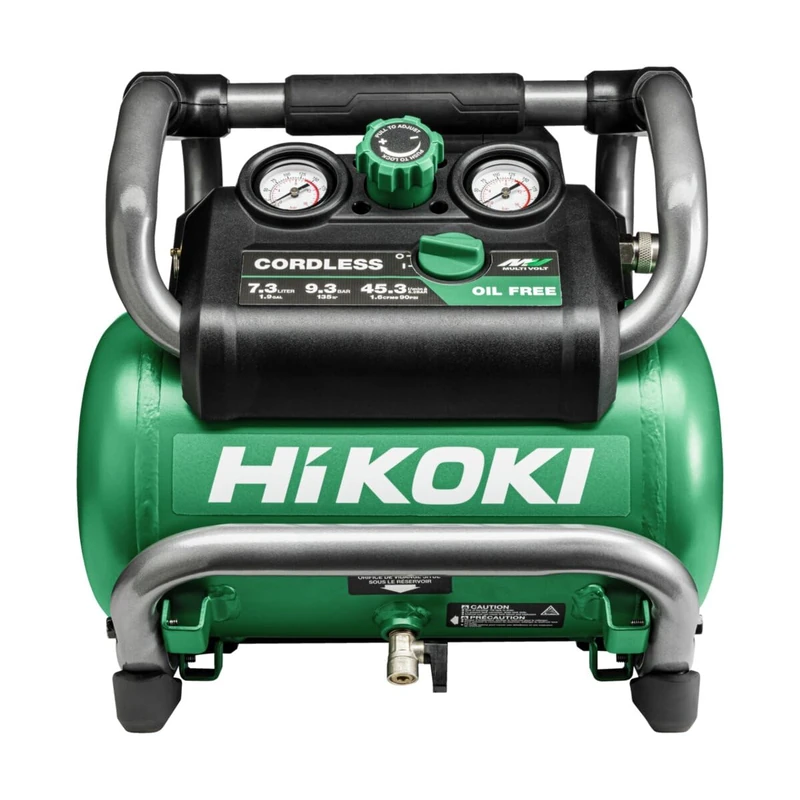 Hikoki 36V Multivolt Compressor for Jobsite Air Supply - Cordless Portable Unit for Nailers and Pneumatic Tools - Quiet Operation with Efficient Tank Recovery