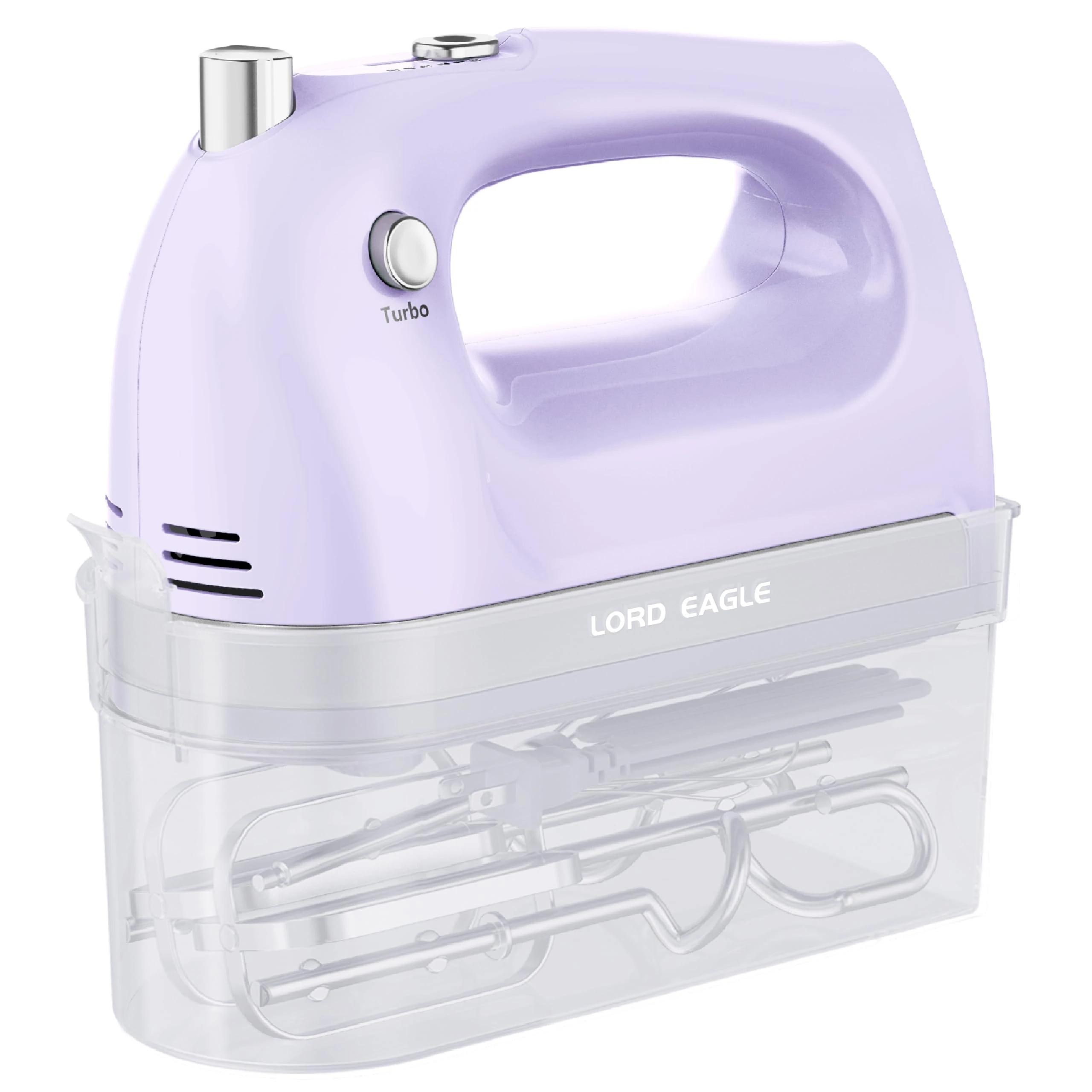 Lord Eagle Hand Mixer Electric Whisk, 400W Power Handheld Mixer for Baking Cake Egg Cream Food Beater, Turbo Boost/Self-Control Speed + 5 Speed + Eject Button + 5 Accessories, Purple