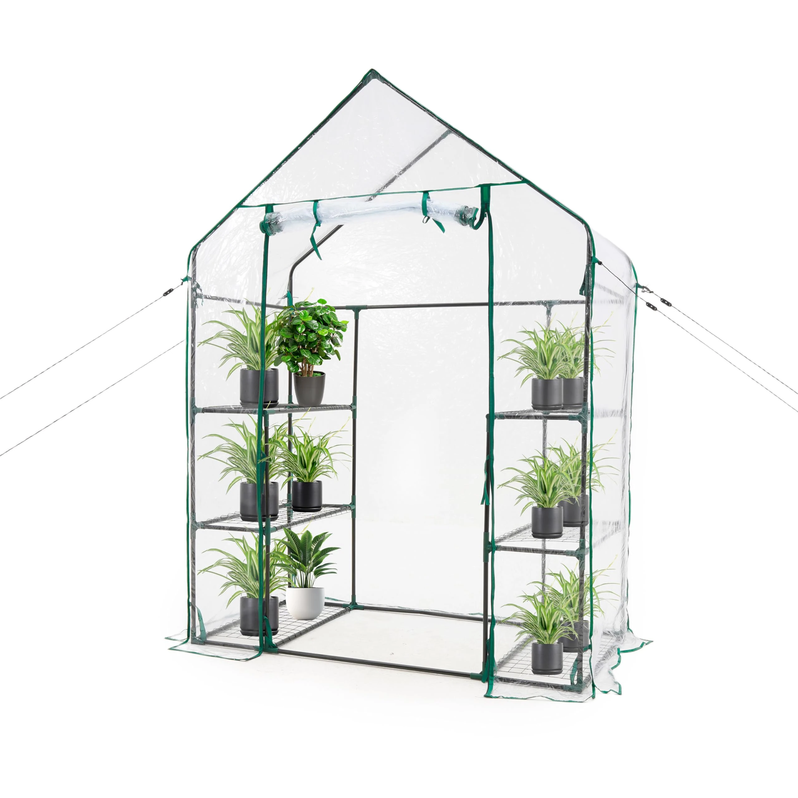 BARGAIN FACTORY 3 TIER Walk In Garden Greenhouse with 6 Shelves and Weatherproof PVC Plastic Cover – Plant House for Garden Easy No Tool Assembly Ideal for Growing Vegetables, Flowers, Herbs