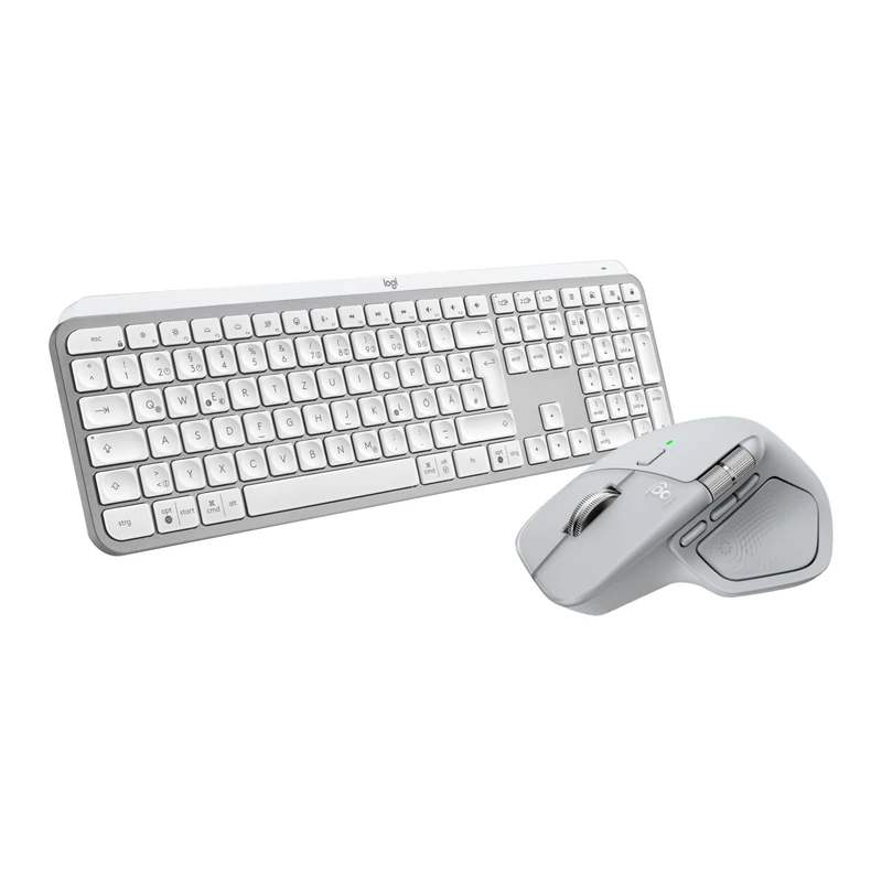 Logitech MX Master 4, Ergonomic Wireless Mouse with Advanced Performance Haptic Feedback, Ultra-Fast Scrolling, Bluetooth, Windows, MacOS + MX Keys S Wireless Keyboard, QWERTY UK English - Pale Grey