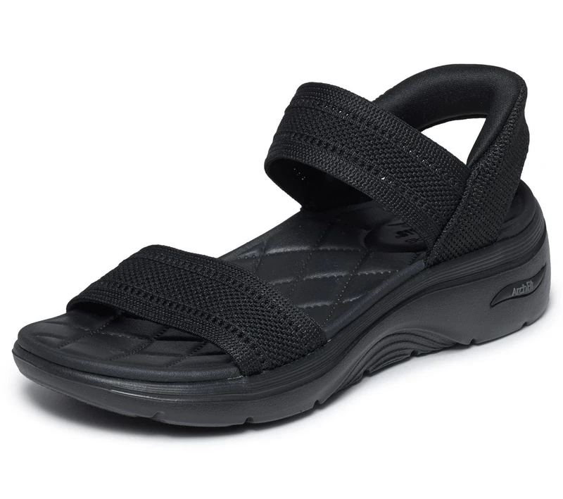 Skechers Slip-Ins Shiny Yarn Knit Quarter Strap Sandal with Quilted Footbed