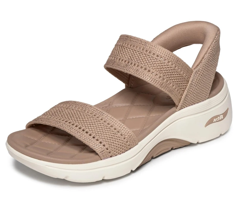 Skechers Slip-Ins Shiny Yarn Knit Quarter Strap Sandal with Quilted Footbed - Image 1