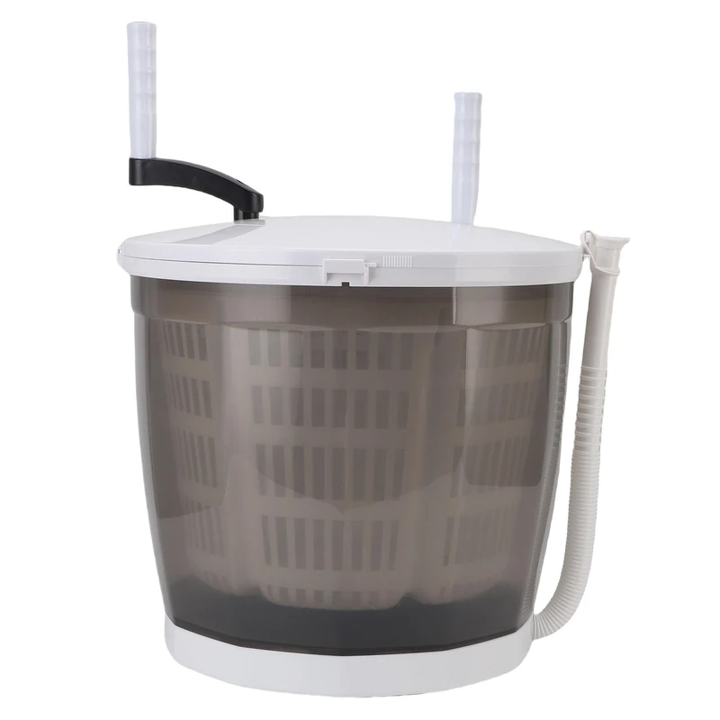 HELEVIA 2KG Portable Washing Machine, Hand Cranked Manual Washing Machine, Mini Washing Machines, for Travel Dorm Hotel (Grey)