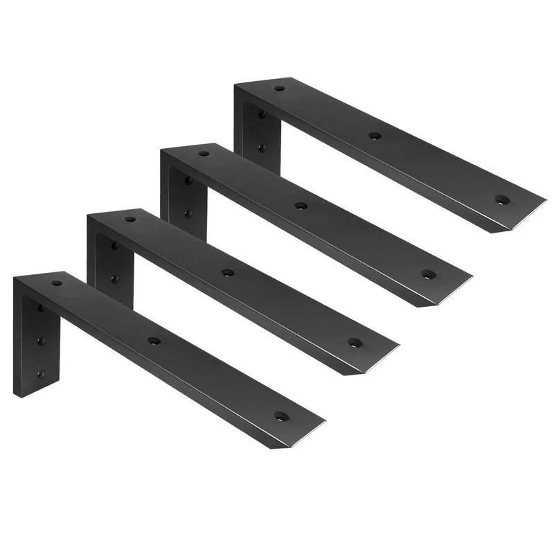 Winker Countertop Support Bracket 4 Pack Heavy Duty 1/2" Thick Hidden L Shelf Bracket 14" x 6" x 2.5" Metal Corbels for Quartz/Granite/Wood/Concrete/Laminate Countertops, Black