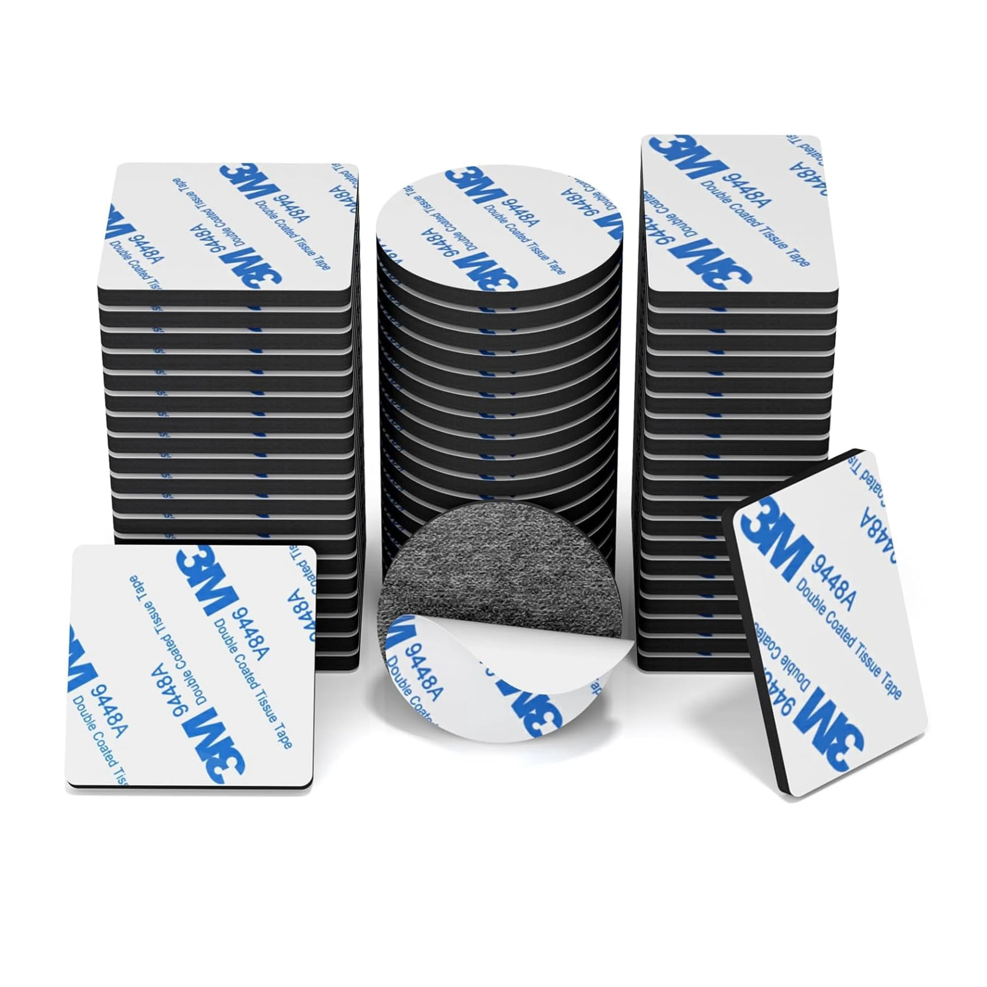 ODLY 60 Pcs Double Sided Sticky Pads – Mixed Shapes (Rectangular, Round & Square), 3mm Thick Foam Adhesive Pads, Heavy Duty Waterproof Mounting Tape for Number Plates, Home & DIY Use (Black)